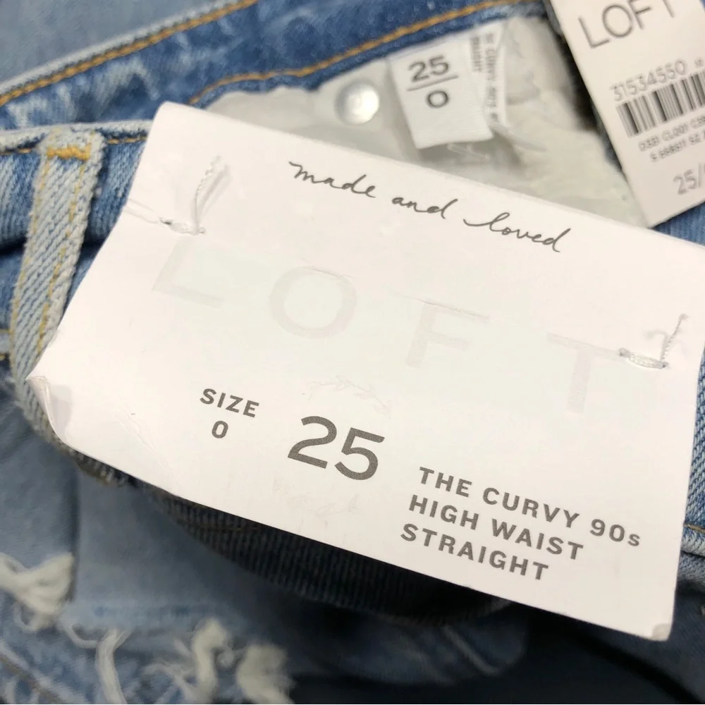 NEW LOFT The Curvy 90s Straight Leg Ankle Distressed Jean Light Indigo Size 25 - Picture 6 of 14